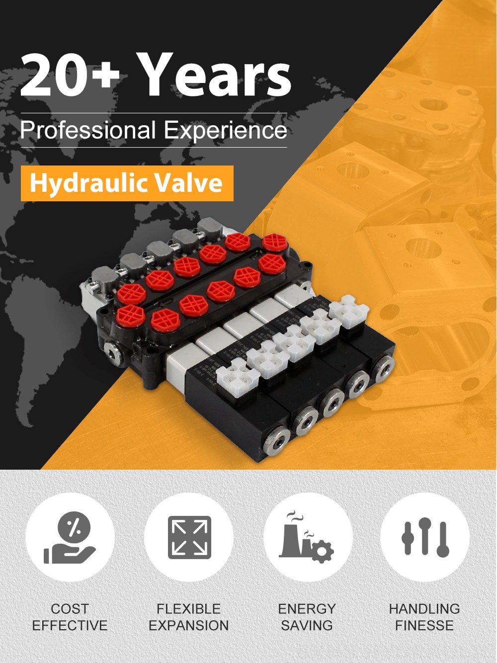 Q45 Solenoid And Manual 5 Spool Monoblock Directional Valve detailed image